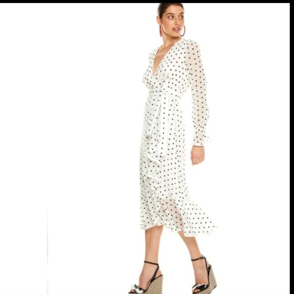 Maison Talulah Something About You Midi Dress Cream Black Spots